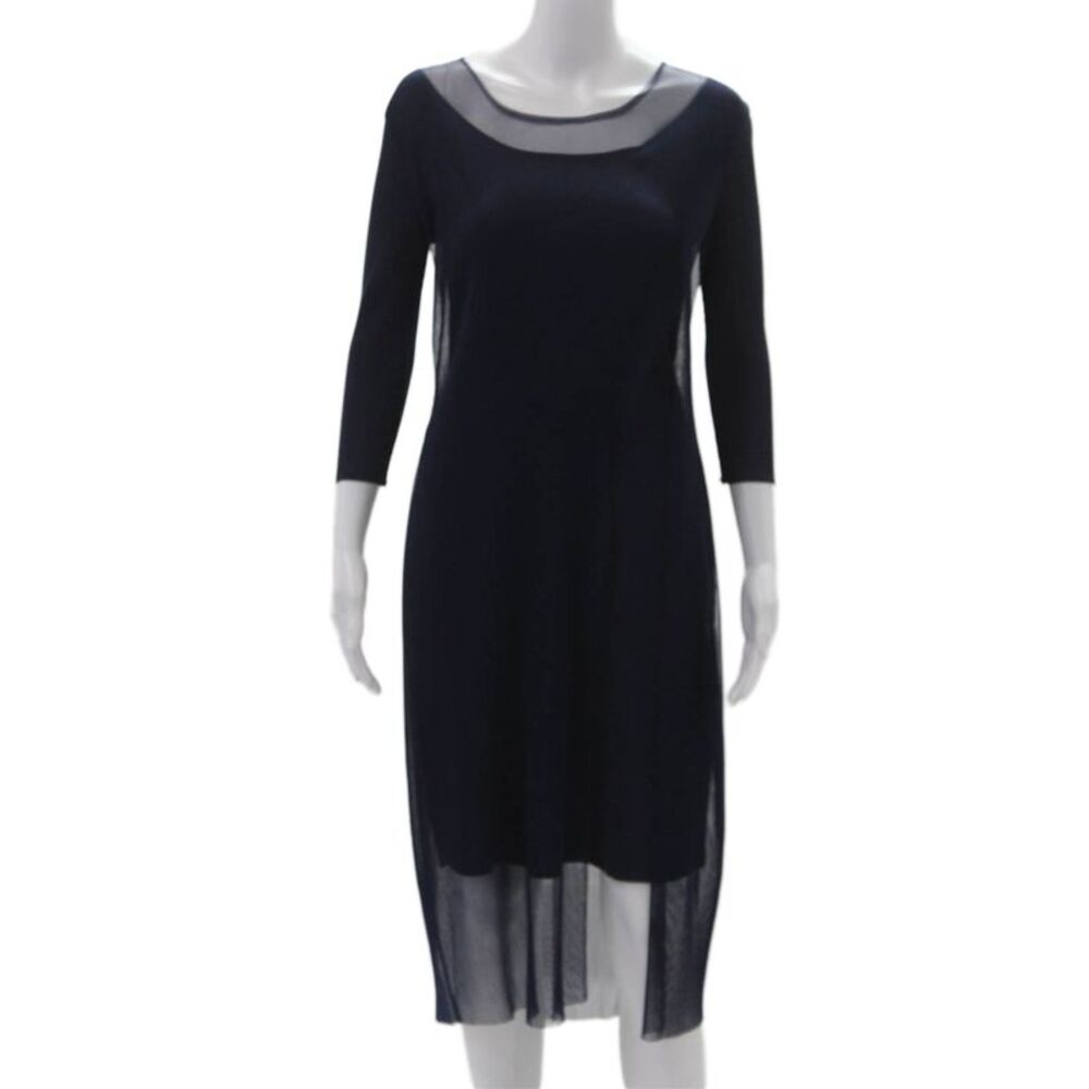 Vanite Couture Womens Sheath Dress Dark Blue Mid-Calf 3/4 Sleeve Size S